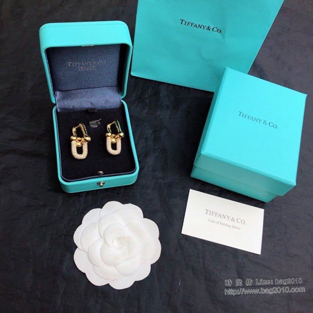 Tiffany飾品 蒂芙尼女士專櫃爆款滿鑽U型鏈環耳釘耳環  zgt1777